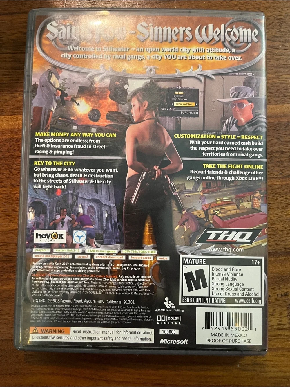 Saints Row (Platinum Hits) Edition for the Xbox 360 CIB